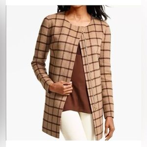 Talbots Brown Plaid Wool Blend Coat Jacket Topper